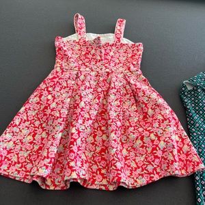 Girls red floral dress worn twice